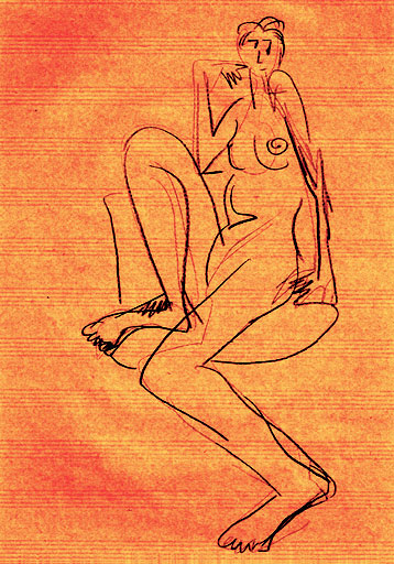 model posing for life drawing