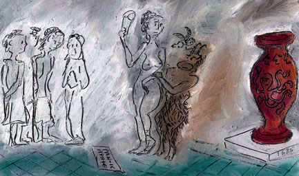 Aphrodite and Eros cartoon